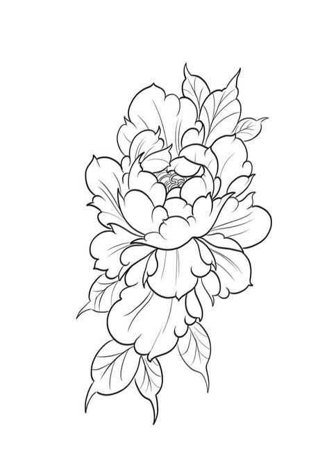 Peony Flower Tattoos Drawings, Japanese Peony Tattoo Design, Neotraditional Flowers, Japanese Flower Tattoo Design, Crisantemo Tattoo, Japanese Peony Tattoo, Tattoo Stencil Designs, Peony Flower Tattoos, Japanese Flower Tattoo