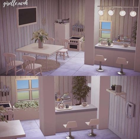 House Inspo Animal Crossing, Acnh House Interior Kitchen, Animal Crossing Room Ideas Kitchen, Animal Crossing Home Interior Ideas Living Room, Animal Crossing Island Home Ideas, Acnh Room Design Living Room, Acnh House Interior Living Room, Kitchen Acnh Ideas, Animal Crossing Roomates Ideas