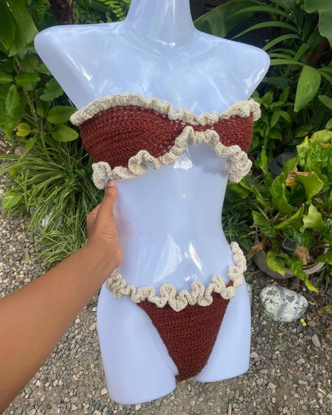 🥵🔥who said crochet swimsuits couldn’t be hot. Dm to order your custom crochet pieces. #crochetinjamaica #crochetbikini #crochetrufflebikini #crochetruffles Crochet Swimsuit Pattern Free, Crochet Bathing Suit Pattern, Crochet Swimsuits Pattern, Crochet Swimsuit, Crochet Pieces, Crochet One Piece, Crochet Swim, Crochet Clothing And Accessories, Kawaii Crochet