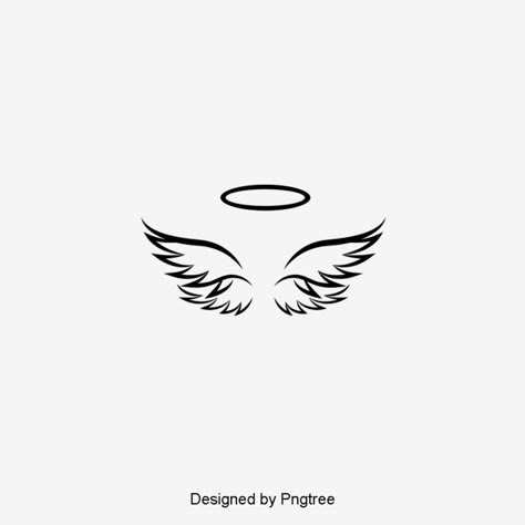 minimalist,black and white,silhouette,angel,wings,heaven,hand painted,cute,elements,template,illustration,angel clipart,cute clipart,wings clipart,silhouette clipart Simple Angel Wings, Angle Wing Tattoos, Tato Maori, Black And White Silhouette, Wing Tattoo Designs, Tattoo Zeichnungen, Angel Wings Tattoo, Angel Tattoo Designs, Wing Tattoo