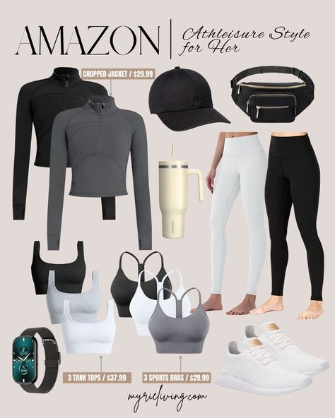 Elevate your workout wardrobe with Amazon's trendy athleisure collection. Shop now and upgrade your workout gear with Amazon's fashionable athleisure collection. #AmazonAthleisure #AthleisureStyle #WorkoutWear #FitnessFashion #AthleticApparel #TrendyLeggings #ComfortableSportsBras #FitnessMotivation #WorkoutInspiration #FitnessJunkie #HealthyLifestyle #GymLife #YogaPants #FitnessOutfit #GymFashion #AthleisureWear #ExerciseClothes #FitnessGear #FitnessAddict #FitnessGoals #FitnessCommunity Gym Capsule Wardrobe, Workout Capsule Wardrobe, Fall Workout Outfits, Athleisure Outfits Fall, Stylish Gym Outfits, Clothes Capsule Wardrobe, Fall Athleisure, Capsule Wardrobe Women, Gymwear Outfits