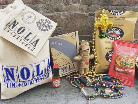 NOLA IN DAT BAG™ is the perfect wedding favor/welcome gift for your guests from out of town or even just a nice souvenir for yourself! Everything NOLA in one bag!   Message me at sales@citybagsbyvera.com if you are interested #nolaindatbag #gift #giveaway #nola #weddingfavor New Orleans Wedding Favors, Entertaining Tablescapes, Nola Wedding, Wedding Welcome Bags, New Orleans Wedding, Funny New, Welcome Bags, Welcome Gifts, One Bag