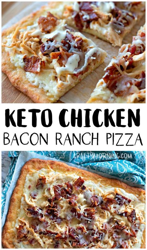 Keto Pizzas, Keto Chicken Bacon Ranch, Atkins 20, Keto Chicken Bacon, Bacon Ranch Pizza, Keto Brood, Ranch Pizza, Chicken Bacon Ranch Pizza, Low Carb Pizza Recipes