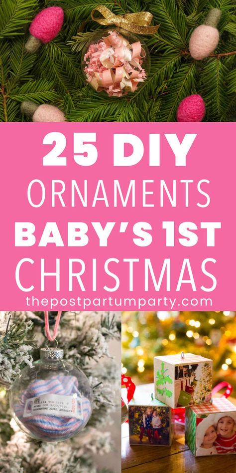 Make baby's first Christmas ornament with these DIY ideas! These projects are a perfect way to trim the tree and have a special keepsake from your baby's first Christmas! Diy Baby 1st Christmas Ornament, Keepsake Storage Ideas, Christmas Ornaments Diy For Kids, Ornaments Diy For Kids, Pregnancy Month By Month, Postpartum Party, Christmas With Baby, Labor At Home, Baby Christmas Tree