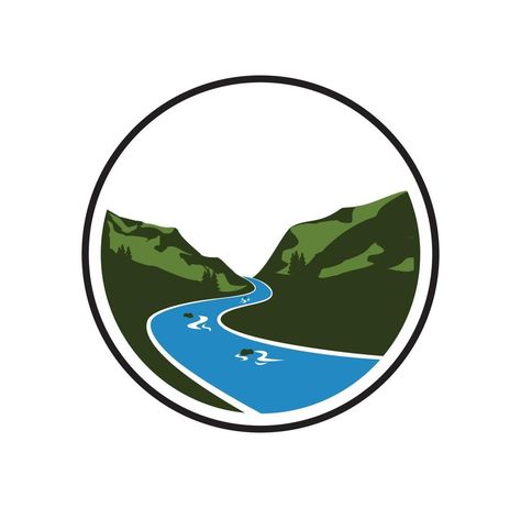 River Logo Design Ideas, River Graphic Design, Nature Logo Design Ideas, Landscape Logos, River Logo Design, River Symbol, Landscape Logo Design, River Graphic, Mountain Logo Design