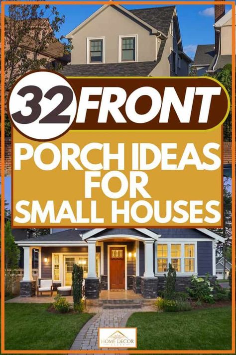 32 Front Porch Ideas For Small Houses - Home Decor Bliss Gabled Porch, Small Front Porches Designs, 1000 Sq Ft House Plans, House Porch Design, Ideas For Small Houses, Bungalow Porch, Front Porch Stairs, Cozy Tiny Home, Enclosed Front Porches