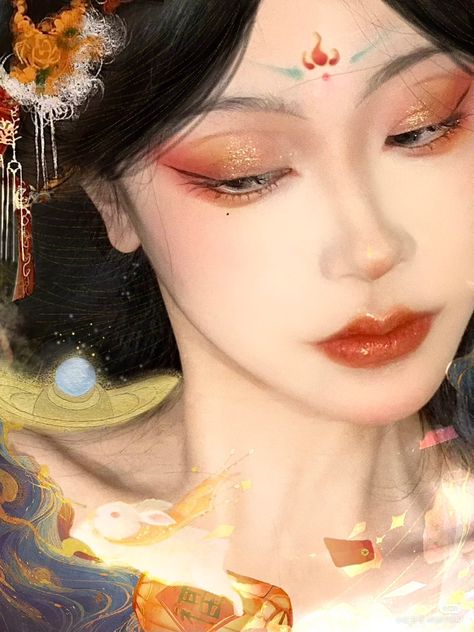 Chinese Dragon Makeup, Vietnamese Makeup, Hanfu Makeup, Princess Makeup, Makeup Artist Tips, Character Makeup, Queen Makeup, Doll Makeup, Fancy Makeup