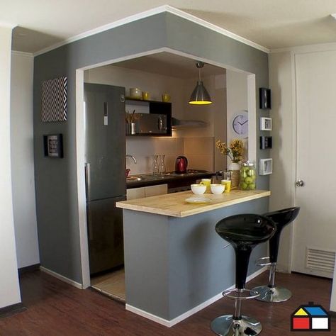 Ideas para cocinas pequeñas. Decoración de cocinas modernas. #Ideasparacocinas #diseñodecocinas Tiny House Kitchen, Studio Kitchen, Compact Kitchen, Small Space Kitchen, Mini Kitchen, Apartment Kitchen, Tiny Kitchen, Trendy Kitchen, 인테리어 디자인