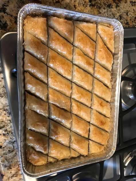 home made baklava by me 😋 Baklava, Griddle Pan