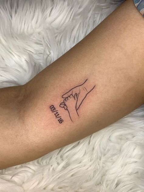 Small Daughter Name Tattoos For Mom, Tattoo Of Daughters Name Mom, Tattoo Designs For Mom And Daughter, First Born Daughter Tattoo, Unique Spots For Tattoos, Tattoos To Get For Your Son, Dainty Arm Tattoos For Women Forearm, Cute Baby Tattoos Ideas, I Still Carry You Tattoo