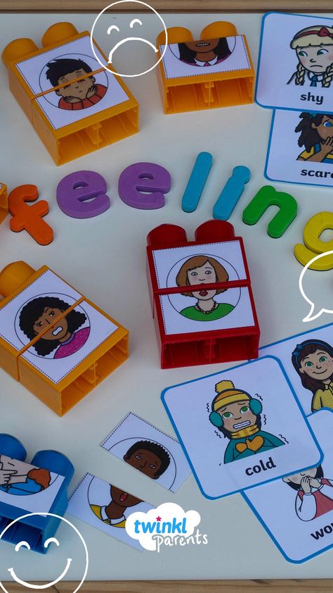 Emotion And Feelings Crafts, My Feelings Activities Preschool, Personal Social And Emotional Activities, Emotions Games For Kids, Feeling Activities For Toddlers, Feelings And Emotions Activities Toddler, Emotions Crafts For Toddlers, Lego Emotions, Emotion Activities For Preschool