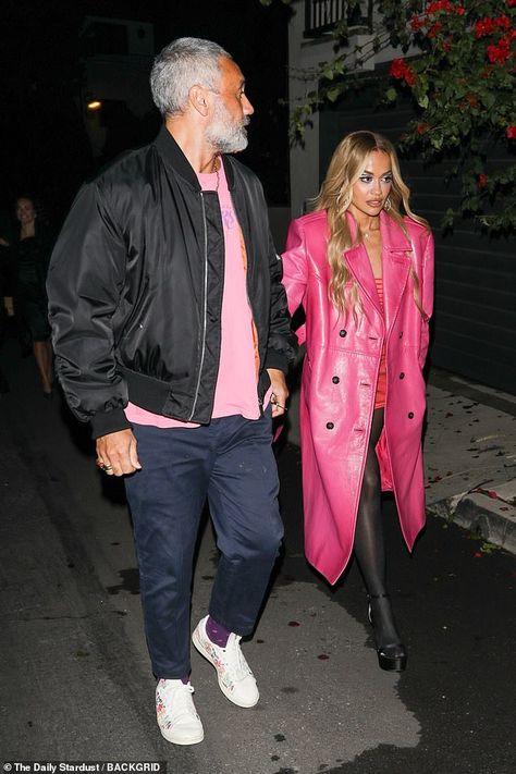 Rita Ora Taika Waititi, Rita Ora Style, Pink Playsuit, Taika Waititi, Rita Ora, Golden Globes, Long Legs, Coral Pink, Daily Mail