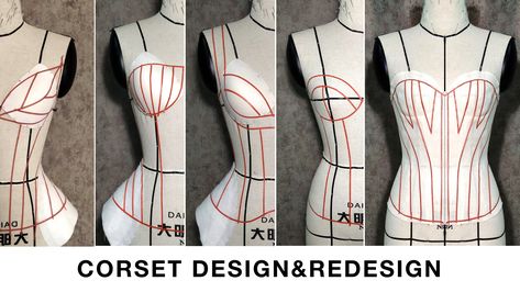 Corset Boning Placement, Corset Technical Drawing, How To Sew Corset Boning, Mood Corset Pattern, Basic Corset Pattern, Inbuilt Corset Pattern, Corset Draping, Summer Dresses Tutorial, Best Corset