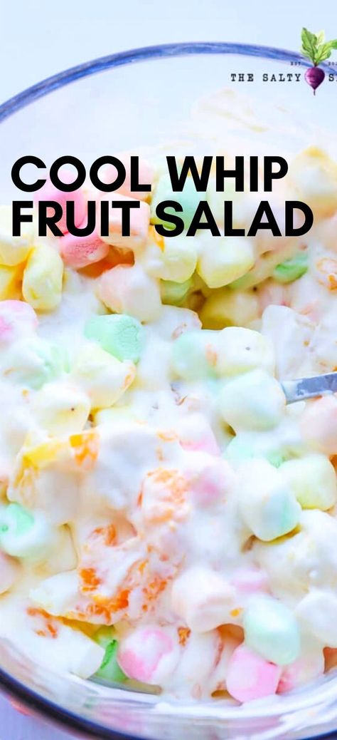 Fruit Salad Fluff, Cool Whip Fruit Salad, Fruit Salad Cool Whip, Kid Friendly Side Dishes, Fruit Fluff, Fluff Recipes, Dishes For Christmas, Fluff Salads, Fruit Salad With Marshmallows