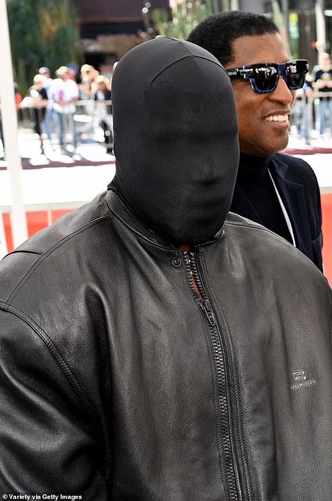 Kanye West makes BIZARRE appearance at singer Charlie Wilson's Hollywood Walk of Fame ceremony - as rapper wears black face covering for star-studded ceremony | Daily Mail Online Kanye West Mask, Kanye Fashion, New Kanye, Fashion Masks, Black Mask, Hollywood Walk Of Fame, Face Covering, Walk Of Fame, Unique Outfits