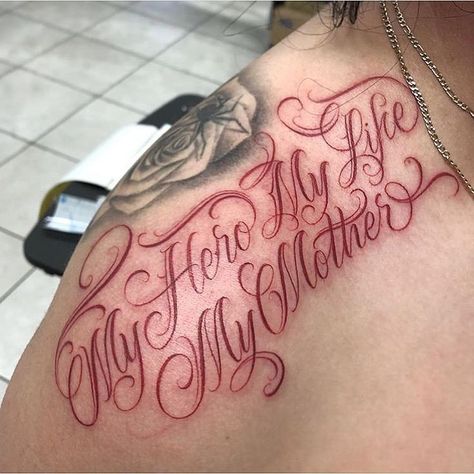 Tattoo Lettering Styles, Free Hand Tattoo, Cursive Tattoos, Red Ink Tattoos, Tattoo Lettering Fonts, Dope Tattoos For Women, Tattoo Script, Family Tattoos, Hand Tattoo