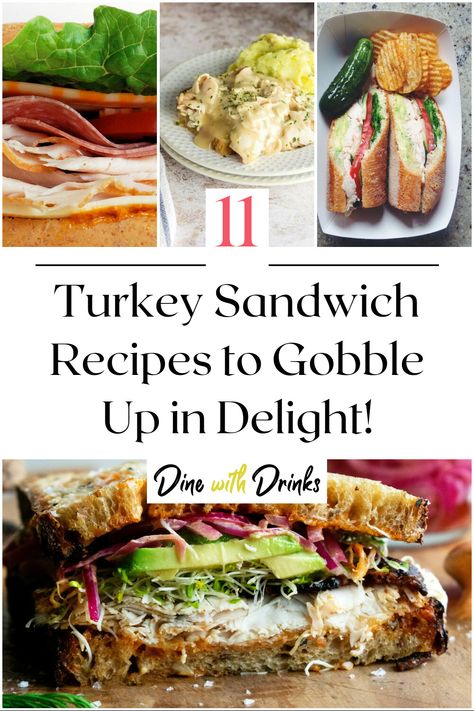 Collage of 4 turkey sandwich recipes. Turkey Sandwich Lunch, Deli Sandwiches Recipes, Turkey Sandwich Recipes, Smoked Turkey Sandwich, Party Food Sandwiches, Sandwich Inspiration, Sandwiches Appetizers, Turkey Sandwiches Recipes, Burger Sandwich