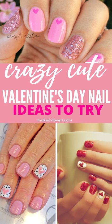 Simple February Nails Short, Valentines Day Nails Gel Short, Fun Valentines Nails, Valentines Day Nails Ideas, Valentine Day Nails, Valentines Nail Art, Valentines Nail Art Designs, Valentines Nail, Vday Nails