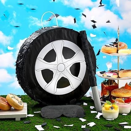 Amazon.com: Car Wheel Pinata 12.9 Inch Car Theme Birthday Party Decorations Set Include Farm Paper Tyre Pinata Blindfold Stick and Confetti for Baby Shower Party Decorations Party Kids Party : Toys & Games Wheel Pinata, Car Theme Birthday Party, Car Theme Birthday, Cars Theme Birthday Party, Car Theme, Car Themes, Kids Gift Guide, Party Toys, Theme Birthday