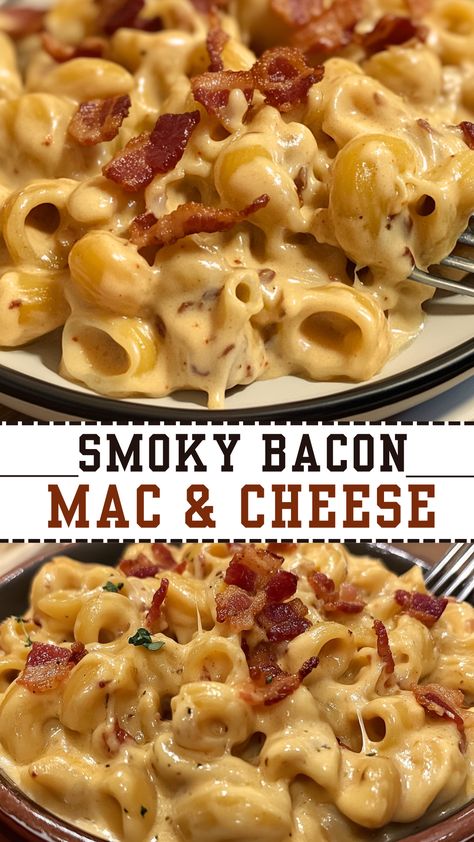 Easy Dinner Recipes: Smoky Bacon Mac & Cheese Crockpot Potluck Dishes For A Crowd, Mac And Cheese With Bacon Bits, Mac And Cheese With Hotdogs, Pizza Mac And Cheese Recipes, Piggy Mac And Cheese, Bacon Cheese Burger Mac And Cheese, Creamy Bacon Mac And Cheese Recipe, Baked Macaroni And Cheese With Bacon, Specialty Mac And Cheese Recipes