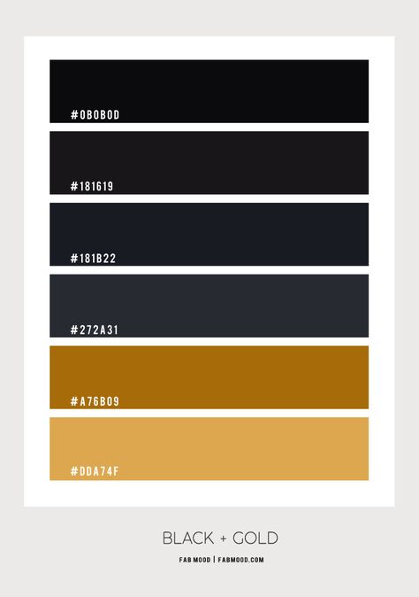 Black and gold color scheme for bathroom Black White Silver Gold Color Palette, Color That Matches Black, Black Gold Pallete Color, Black And Gold Color Palette Branding, Gold Black Color Scheme, Black Brass Color Scheme, Color Palette Black And Gold, Black And Gold Color Pallet, Black And Gold Pallet