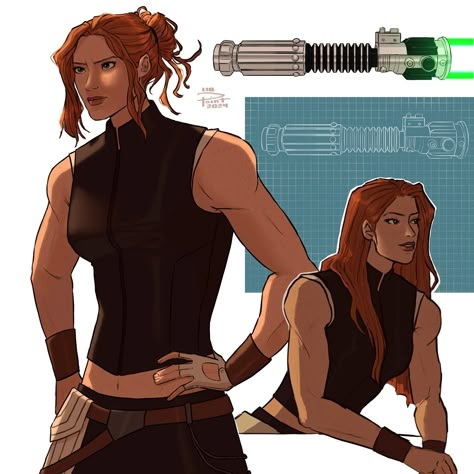 mara jade💚 someone asked if she would be in the au a couple of days ago and ive not really stopped thinking about it bc now shes here i have so many ideas for her! as per usual i prefer the smaller drawing to to larger one but we move. the backgound felt boring so added her saber, hope you can notice a few things about it ;) shes not actually as buff as i originally intended bc i remembered she be quite young so i toned her down a bit, literally. idk actually know how old she is bc acros... Mara Jade Aesthetic, Jade Aesthetic, Jedi Art, Mara Jade, Punk Baby, Star Wars Fashion, Star Wars Characters Pictures, Star Wars Drawings, Leia Organa