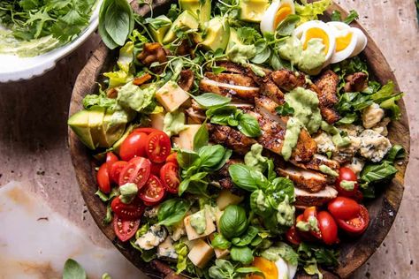 Chicken Cobb Salad with Avocado Ranch | halfbakedharvest.com Creamy Avocado Ranch Dressing, Avocado Cilantro Dressing, Chicken Cobb Salad, Half Baked Harvest Recipes, Cilantro Dressing, Avocado Ranch, Salads Bowls, Salad With Avocado, Ambrosia Salad