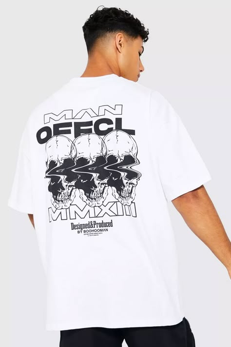 Street Style T Shirt Design, Streetwear Men Tshirt, Oversized Tshirt Designs, Oversized T-shirts, T Shirt Oversized Outfits Men, Graphic T-shirts, Back Printed Tshirt, White T Shirt Design, Oversized Tshirt Men