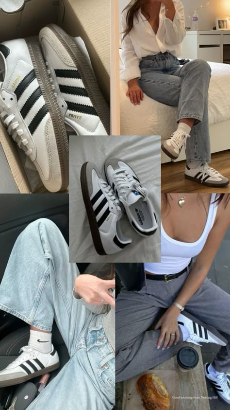 White Adidas Outfit, White Samba Adidas Outfit, Sambas White, Samba Adidas Outfit, Adidas Samba White, Sneakerhead Room, Samba Adidas, Adidas Outfit Shoes, Adidas Samba Outfit