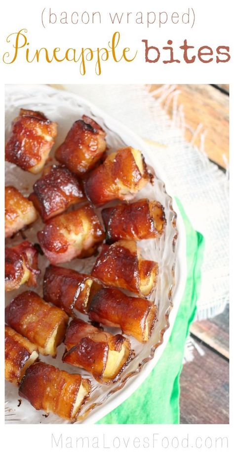 Bacon Wrapped Pineapple Bites Bacon Wrapped Pineapple, Diy Easy Recipes, Bacon Appetizers, Fingerfood Party, Cold Appetizers, Appetizer Bites, Appetizers And Dips, Finger Food Appetizers, Free Snacks