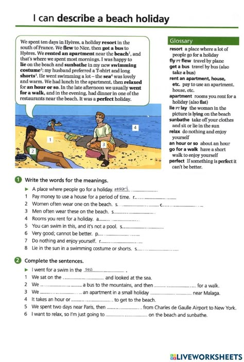 Summer Holidays Worksheet, How To Teach Grammar, Teaching Verbs, Summer Worksheets, Basic Vocabulary, Holiday Worksheets, English Stories For Kids, Past Simple, Esl Vocabulary