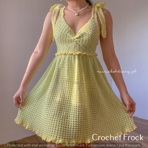 Puffy Crochet Dress, A Line Crochet Dress, Crochet Dress Straps, Crochet Womens Clothes Free Pattern, Crochet Hoco Dress, Crochet Homecoming Dress, Crochet Graduation Dress, Crochet Cocktail Dress, Crochet Sundress Free Pattern