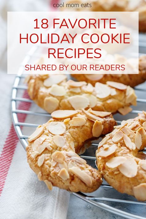 We asked our readers to share their favorite holiday cookie recipes in their homes and have 18 incredible recipes to share with YOU! Find everything from Italian Pignoli Cookies, Mexican Wedding Cakes, Molasses Spice Cookies, Swedish Gingerbread, and so much more. You'll be ready for your Christmas cookie exchange in no time! | coolmomeats.com | holiday baking | holiday desserts | holiday recipes Christmas Cookies Taste Of Home, Food Network Cookie Recipes, Forgotten Christmas Cookies, Best Cookie Exchange Recipes, Taste Of Home Christmas Cookies, Best Cookies For Cookie Exchange, Christmas Cookies For Cookie Exchange, Vintage Christmas Cookie Recipes, Unusual Cookies