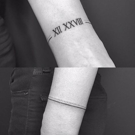 Anniversary Tattoo Ideas, Roman Numbers Tattoo, Numbers Tattoo, Finger Tattoos For Couples, Anniversary Tattoo, Wrist Bracelet Tattoo, Small Couple Tattoos, Tattoos Infinity, Roman Numeral Tattoos