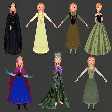 Anna Hair Frozen, Disney Princess Outfit Ideas, Anna Halloween Costume, Disney Frozen Art, Princess Anna Costume, Princess Anna Dress, Anna Frozen Costume, Anna Dress Frozen, Character Design Disney