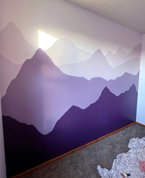 Mountain Gradient Mural 2022 | MURALS Ombre Mountain Mural, Western Accent Wall Paint, Hand Painted Wall Murals Diy, Western Accent Wall, Green Beauty Salon, Teachers Lounge Ideas, Kids Room Wall Painting, Painting My Wall, Kids Room Wall Paint