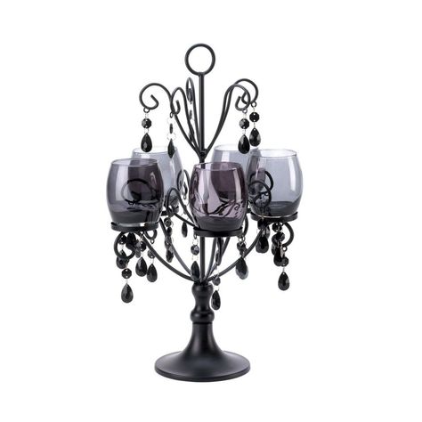 Koehler Home Decor Midnight Elegance Candelabra (Candelabra), Black (Acrylic) Beaded Candle Holders, Romantic Table Setting, Candle Candelabra, Candelabra Centerpiece, Beaded Candle, Candle Cups, Romantic Table, Goth Wedding, Hanging Candles