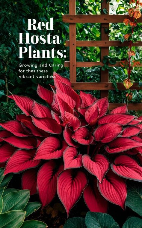 Learn how to grow and care for red hosta  plants, known for their striking foliage. Discover planting tips, maintenance advice and how to incorporate these vibrant plants into your garden. Red Hosta Plants are beloved for their lush foliage and easy-care nature, but did you know that some varieties boast stunning red hues? Red hostas Red Coleus Plant, Red Plants For Landscaping, Red House Plants, Hosta Care Tips, Hostas Landscaping, Hostas Plants, Hosta Flower, Hosta Care, Hosta Varieties