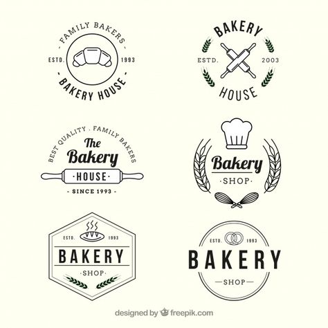 Collection de logos de boulangerie dans ... | Premium Vector #Freepik #vector #logo #nourriture #affaires #millesime Bread Logo, Bakery Logos, Logo Bakery, Vintage Bakery, Badge Template, Logos Vintage, Best Bakery, Cake Logo, Restaurant Logo