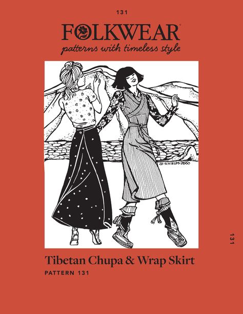 The 131 Tibetan Chupa Sew Along: Day 1 – Folkwear Tibetan Chupa, Stylish Sewing Patterns, Wrap Skirt Pattern, Skirt Sewing Pattern, Beginner Sewing Patterns, Skirt Sewing, Skirt Patterns Sewing, Sewing Skirts, Easy Sewing Patterns