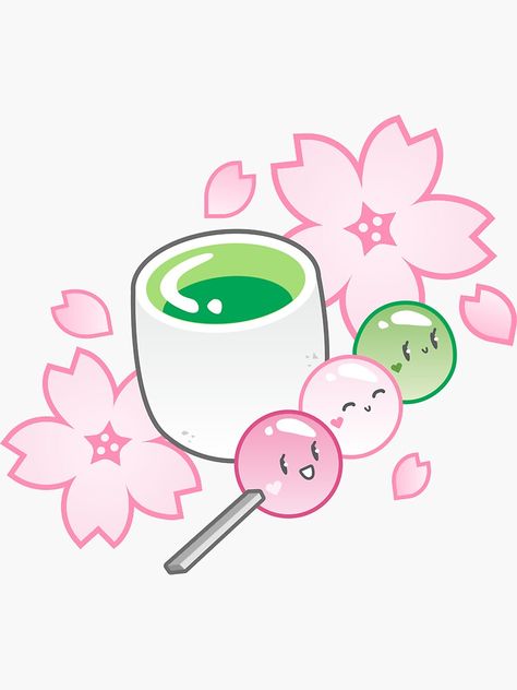 "Hanami Dango" Sticker by AshNeal | Redbubble Hanami Festival, Hanami Dango, Learn A Language, Japanese Drawings, Cute Food Drawings, Cute Doodles Drawings, Cute Kawaii Drawings, White Tattoo, Kawaii Doodles