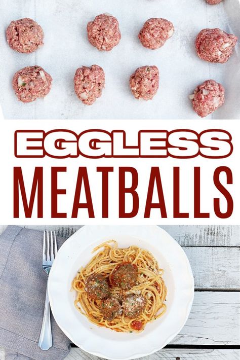 Eggless Lunch Ideas, Eggless Meatball Recipes, Meatball Recipes Without Eggs, Eggless Meatballs, Meatballs Without Eggs, Quick Prep Meals, Meatball Pie, Egg Free Meatballs, Homemade Italian Meatballs