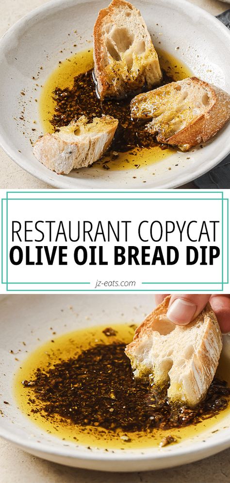 Olive Oil Bread Dip Recipe (Restaurant-Style) - JZ Eats French Bread Olive Oil Dip, Cpk Bread Dipping Oil, Oil For Bread Dipping Recipe, Stone Creek Dipping Oil Recipe, Best Olive Oil Bread Dip, Oil For Dipping Bread Herbs, Olive Dipping Sauce For Bread, Dipping Bread Recipe Olive Oils, Zios Italian Bread Dip