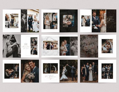 Minimalist 11x14 PORTRAIT Vertical Wedding Album Template, 30-page Cover PSD Photobook Template, Instant Download - Etsy Wedding Photo Albums Layout, Wedding Photo Book Layout Design, Digital Album Design, Wedding Albums Layout, Wedding Fonts Canva, Wedding Photo Book Layout, Photo Album Design Layout, Photobook Wedding, Wedding Album Design Layout