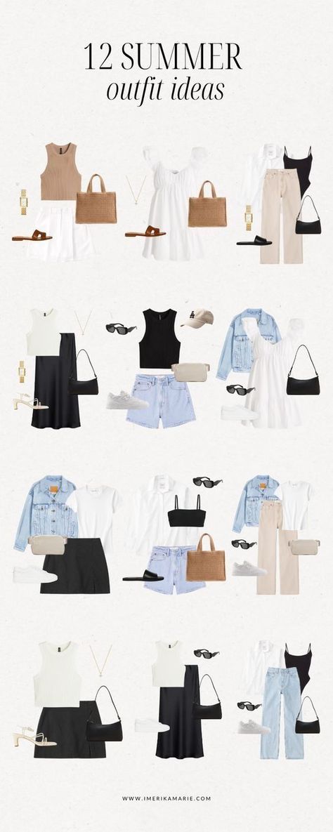 Outfit Ideas Summer, Fest Outfits, Capsule Wardrobe Outfits, Fashion Capsule Wardrobe, Europe Outfits, Summer Outfit Ideas, Summer Capsule Wardrobe, Capsule Outfits, Wardrobe Outfits