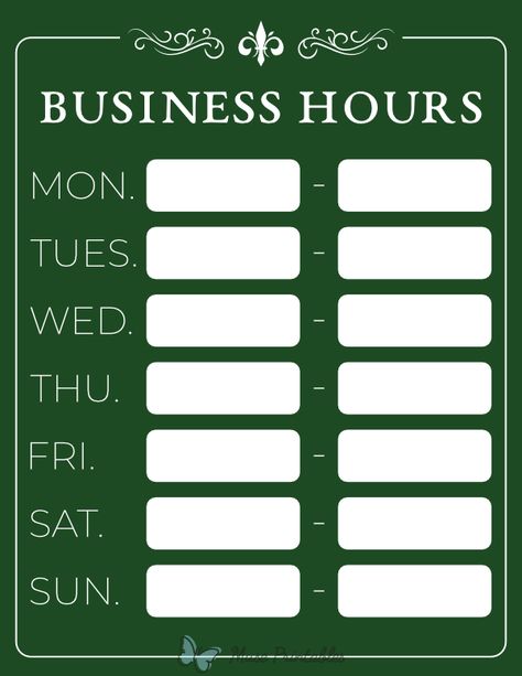 Printable Green Business Hours Sign Business Hours Sign, Template Green, Green Business, Sushi Restaurants, Sign Templates, Ibm Logo, Free Printable, Tech Company Logos, Signs