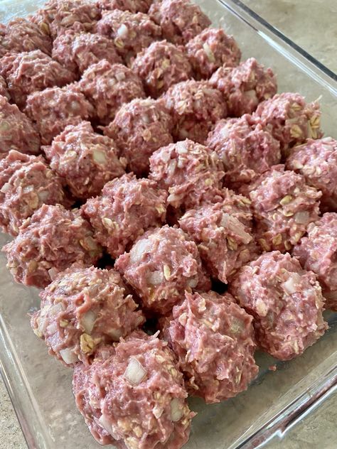 BBQ Meatballs (Freezing Homemade Meatballs) - Money Saving Mom® Meatballs To Freeze, Barbecue Meatballs Recipe, After Surgery Meals, Meatballs Freezer, Barbecue Meatball Recipes, Freezer Meatballs, Bbq Meatball Recipe, Postpartum Meal Prep, Barbecue Meatballs