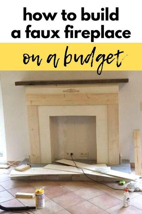 If you're getting ready for Christmas and really wish you have a fireplace in your living room to decorate, check out this DIY faux fireplace for $300. This fireplace and shiplap wall is a great budget friendly way to add some farmhouse style home decor on a budget. Fireplace And Shiplap Wall, Build A Faux Fireplace, Painting Linoleum Floors, Diy Faux Fireplace, Faux Fireplaces, Installing A Fireplace, Living Room Couches, Faux Fireplace Mantels, Chevron Headboard