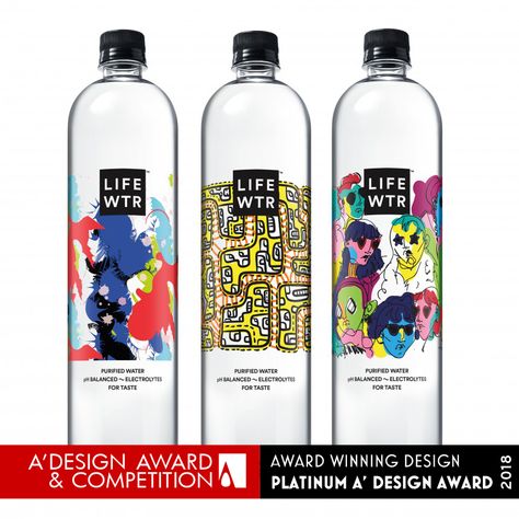 A' Design Award and Competition - PepsiCo Design and Innovation LIFEWTR Series 3:Emerging Fashion Design Brand Packaging Bottle Design Water, Water Bottle Label Design, Drinks Packaging, Water Packaging, Water Bottle Brands, Drinks Packaging Design, Bottle Design Packaging, Bottle Designs, Bottle Label Design