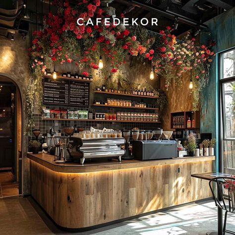 Urban Coffee Shop Design, Small Cafe Kitchen Design, Coffee Shop Vibes Aesthetic, Cafe Interior Design Cozy, European Coffee Shop, Moody Coffee Shop, Mexican Coffee Shop, Interior Cafe Design, Cosy Coffee Shop